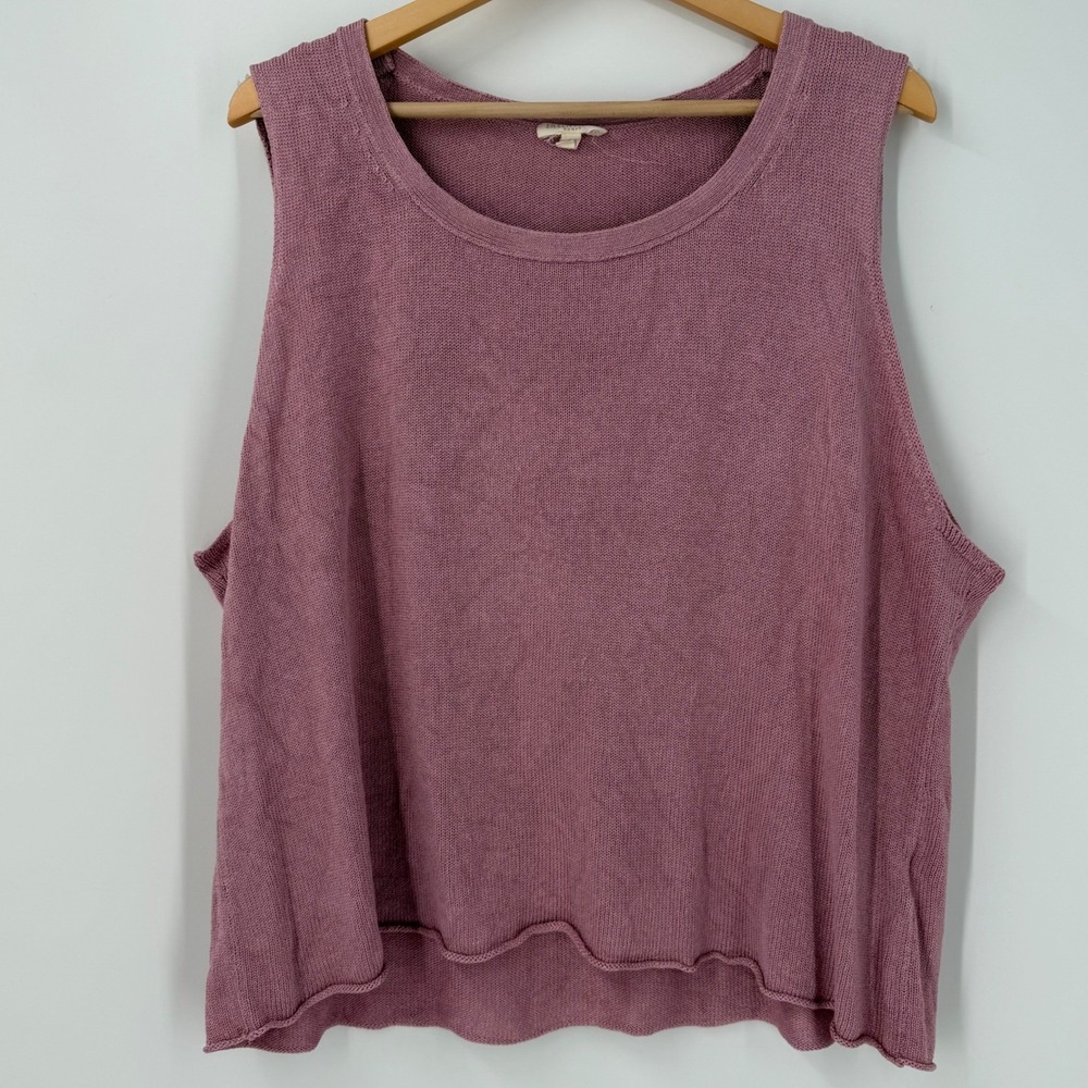 Eileen Fisher Woman 100% Silk Knit Shell Tank Top Mauve Pink 3X S9M3-1